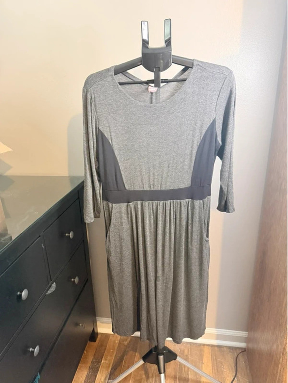 Flirty Pink Gray & Black Colorblock Fit & Flare Dress XL